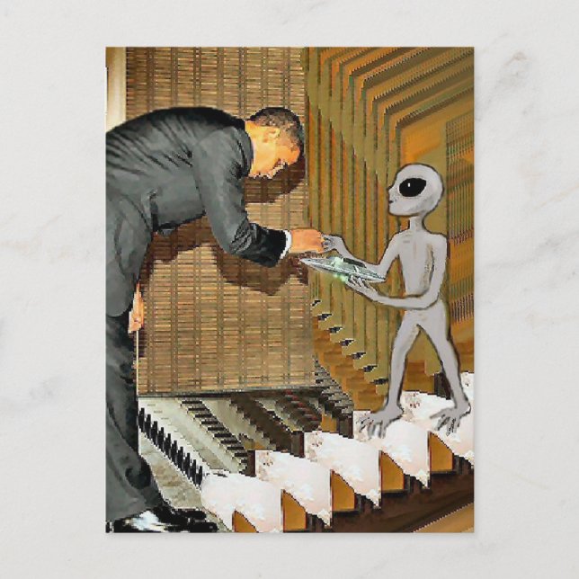 Alien Gift to Obama Postcard (Front)
