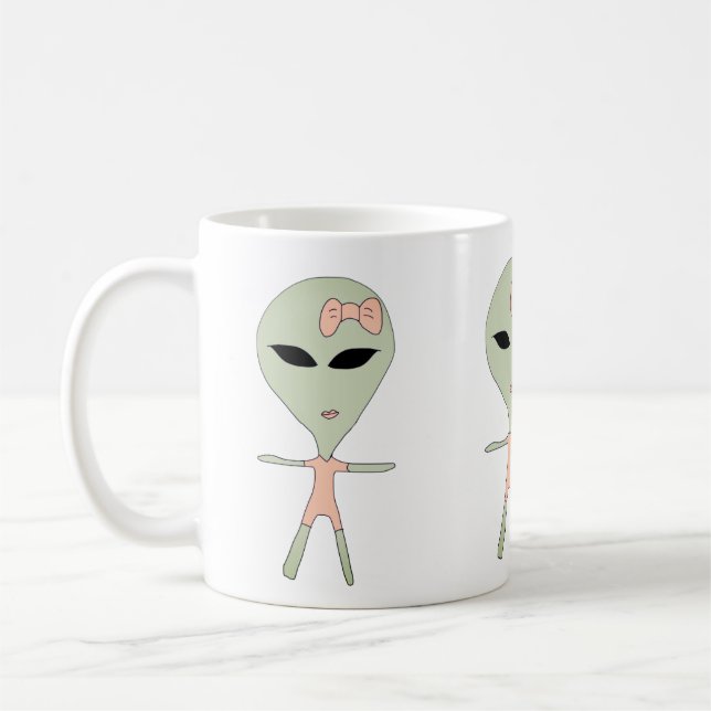 alien girl coffee mug (Left)