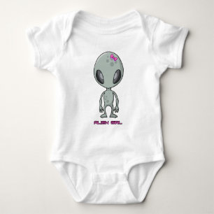 Alien Girl Grey and Pink Baby Bodysuit