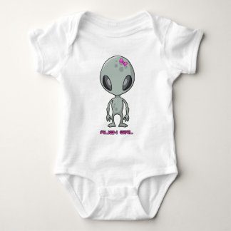 Alien Girl Grey and Pink Baby Bodysuit