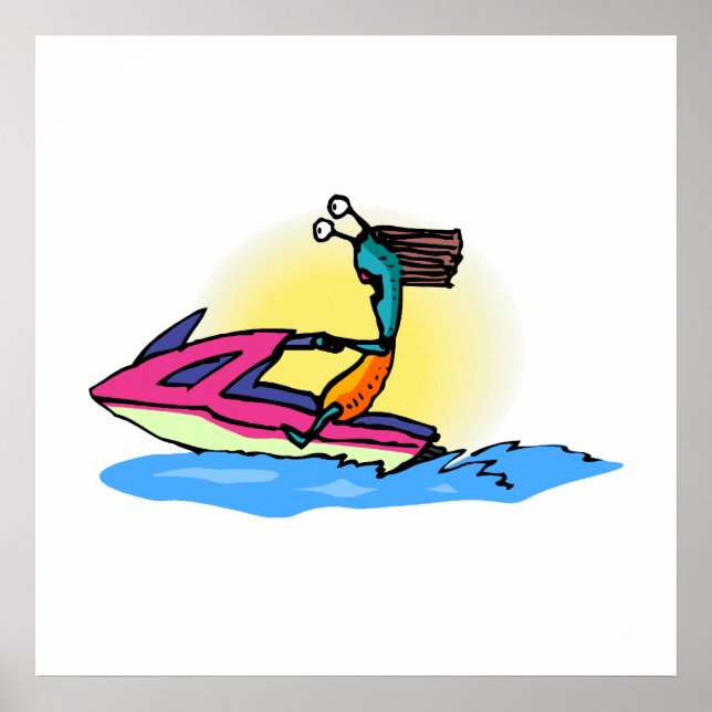Alien Girl on JetSki Poster (Front)