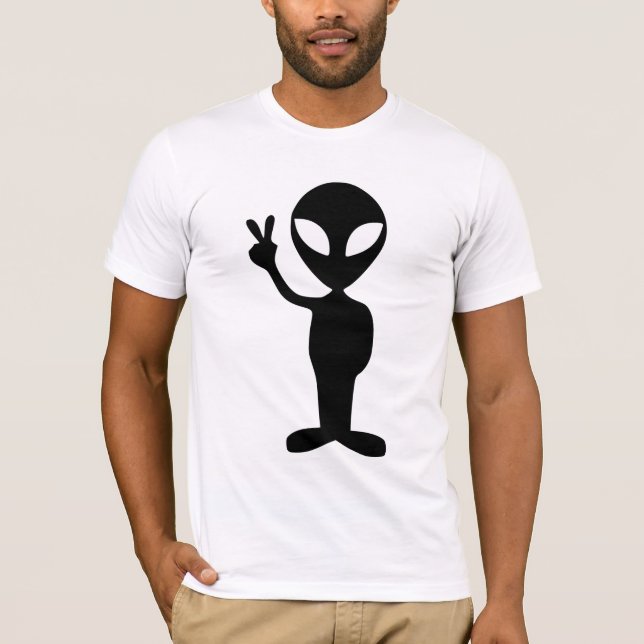 Alien, giving peace sign, T-shirt (Front)