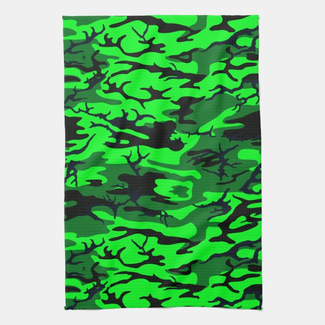 Alien Green Camo Tea Towel (Vertical)