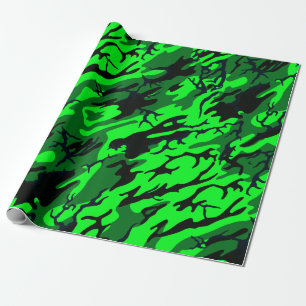 Alien Green Camo Wrapping Paper