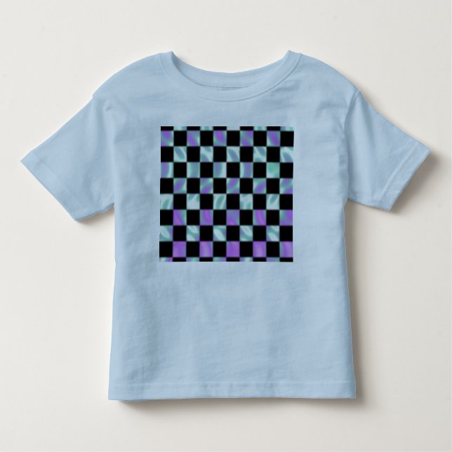 Alien Green Chequered Pattern Toddler's Shirt (Front)