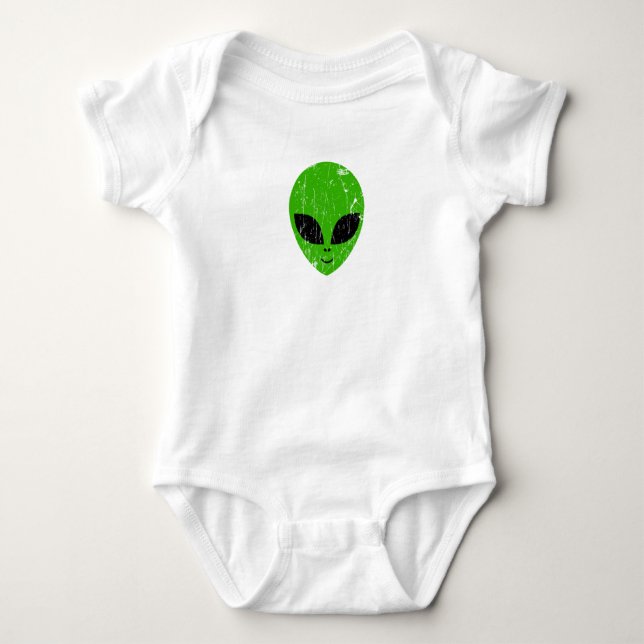 alien green head ufo science fiction extraterrestr baby bodysuit (Front)