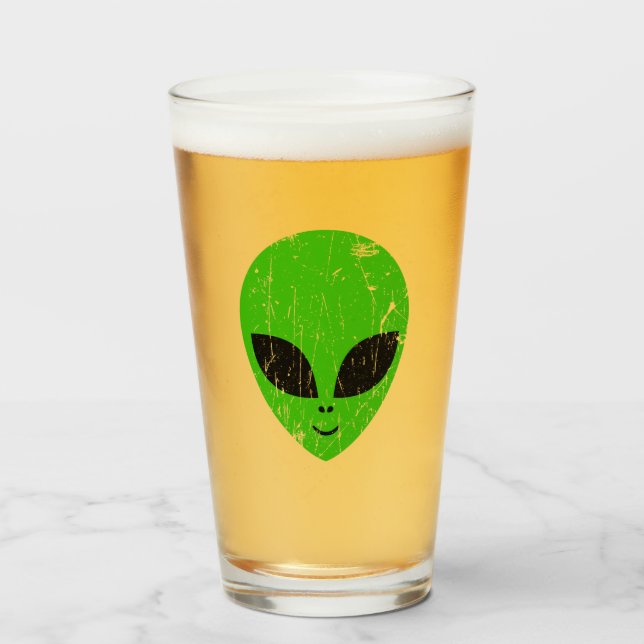 alien green head ufo science fiction extraterrestr glass (Front Filled)
