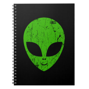 alien green head ufo science fiction extraterrestr notebook