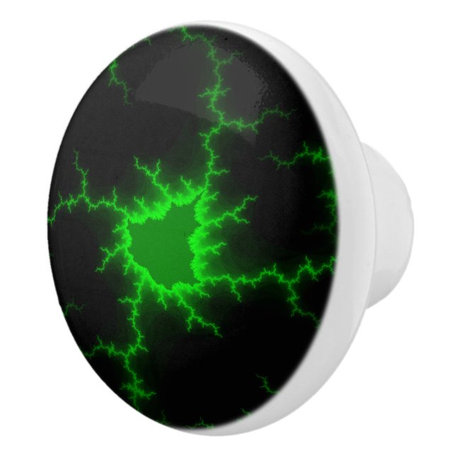Alien Green Lightning Strikes in Pitch Black Ceramic Knob (Right)