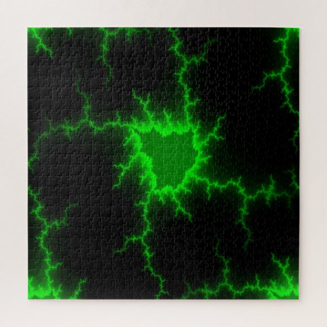 Alien Green Lightning Strikes in Pitch Black Jigsaw Puzzle (Vertical)