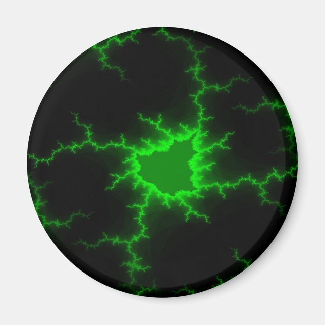 Alien Green Lightning Strikes in Pitch Black Magnet (Front)