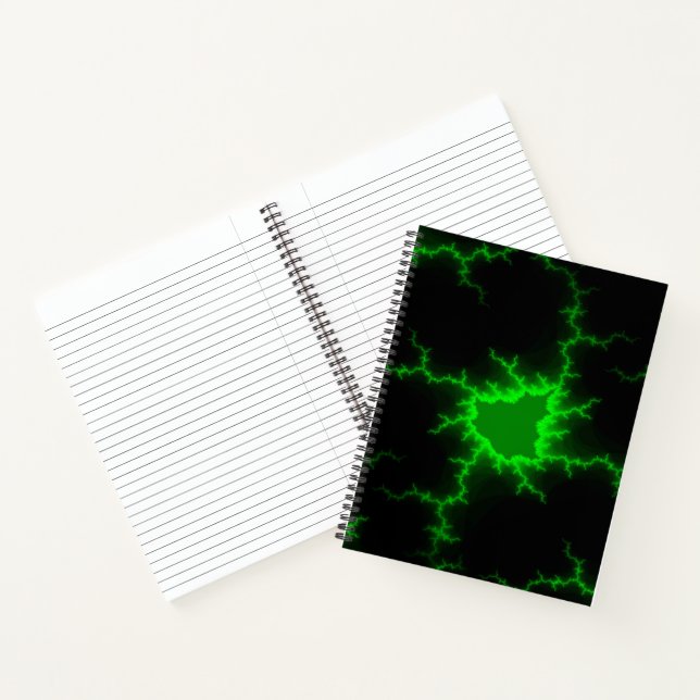 Alien Green Lightning Strikes in Pitch Black Notebook (Inside)