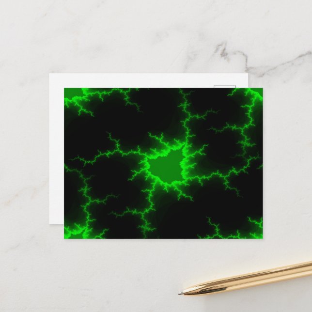 Alien Green Lightning Strikes in Pitch Black Postcard (Front/Back In Situ)
