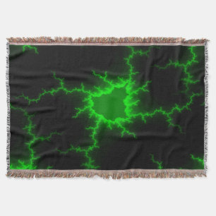 Alien Green Lightning Strikes in Pitch Black Throw Blanket