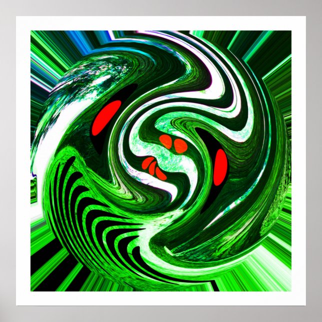 Alien green planet art poster (Front)