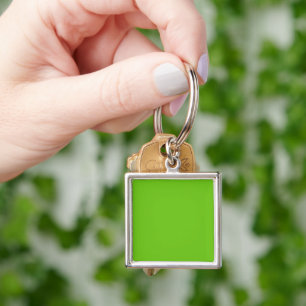 Alien Green Square Metal Keychain