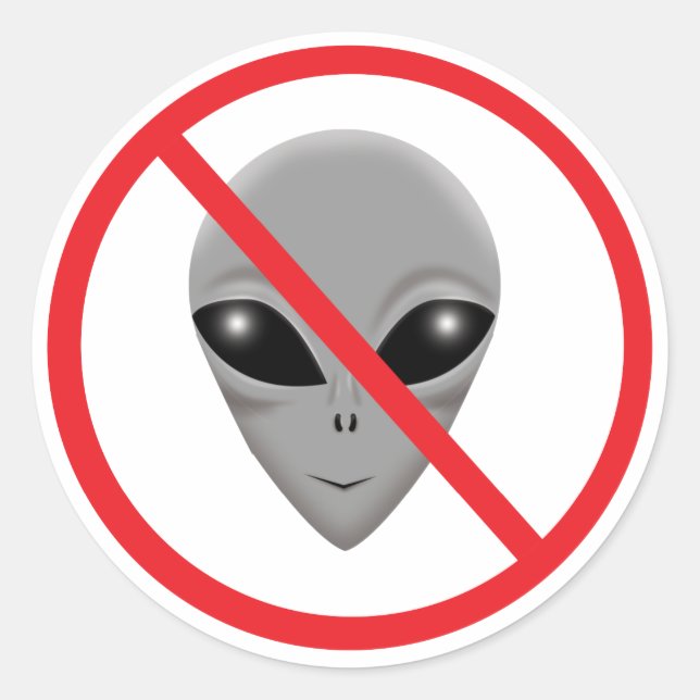 Alien Grey Classic Round Sticker (Front)