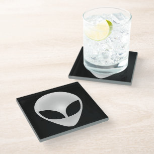 Alien Grey Head Glass Coaster