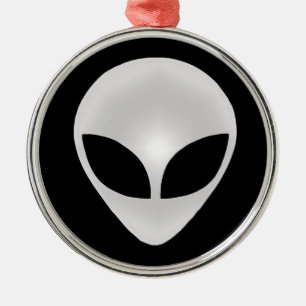 Alien Grey Head Metal Tree Decoration