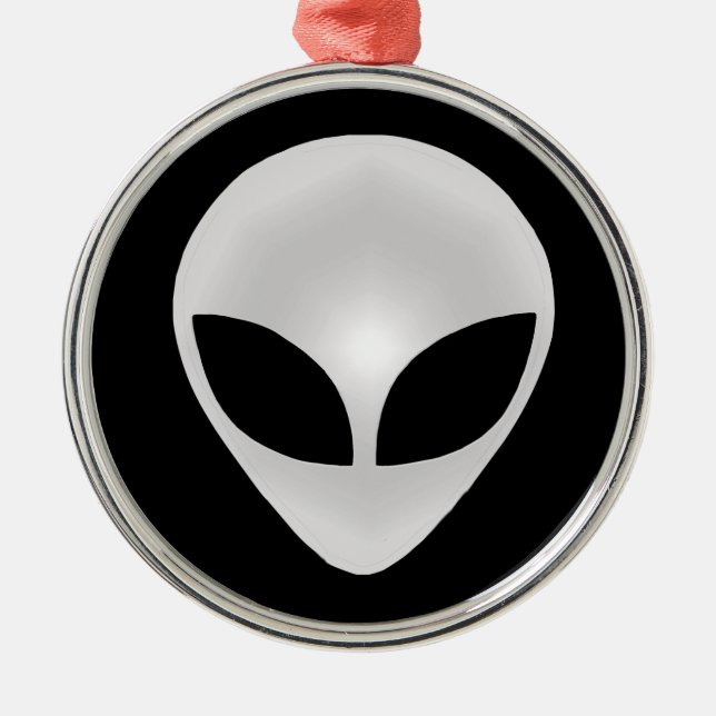 Alien Grey Head Metal Tree Decoration (Front)