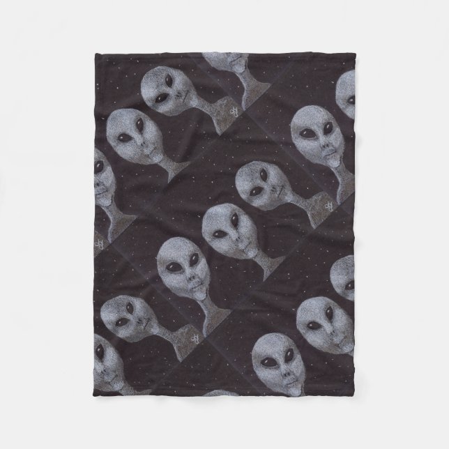 Alien Greys Fleece Blanket (Front)