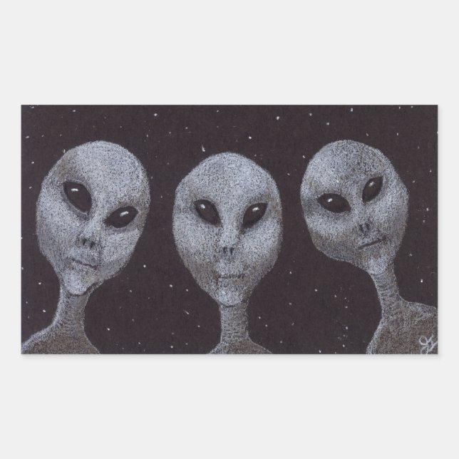 Alien Greys Rectangular Sticker (Front)
