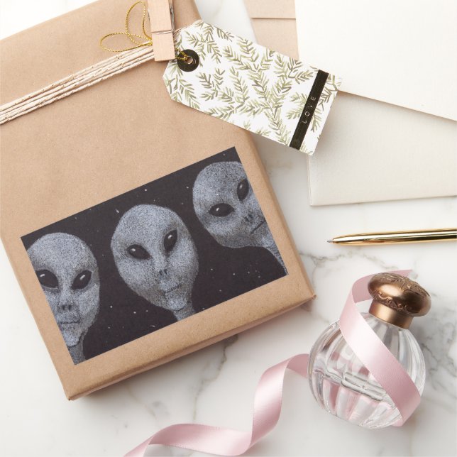 Alien Greys Rectangular Sticker (Gifting)