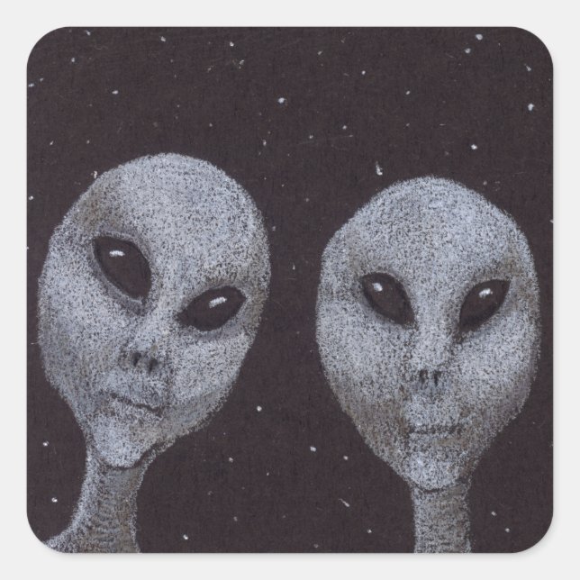 Alien Greys Square Sticker (Front)