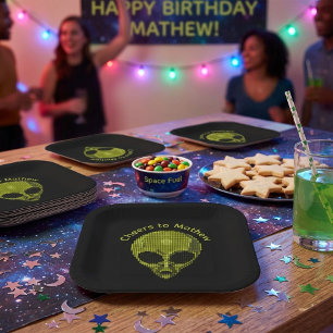 Alien Halftone Custom Text Gift Bag Paper Plate