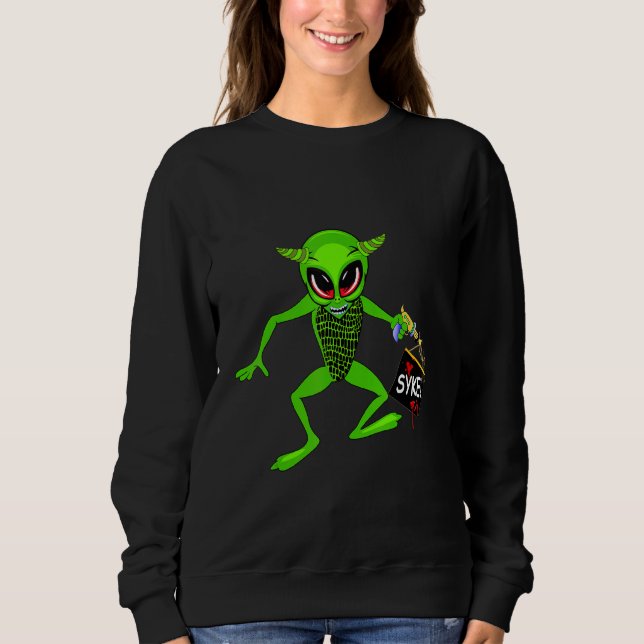 Alien Halloween Joke Ufo Prankster Faux Costume Sweatshirt (Front)