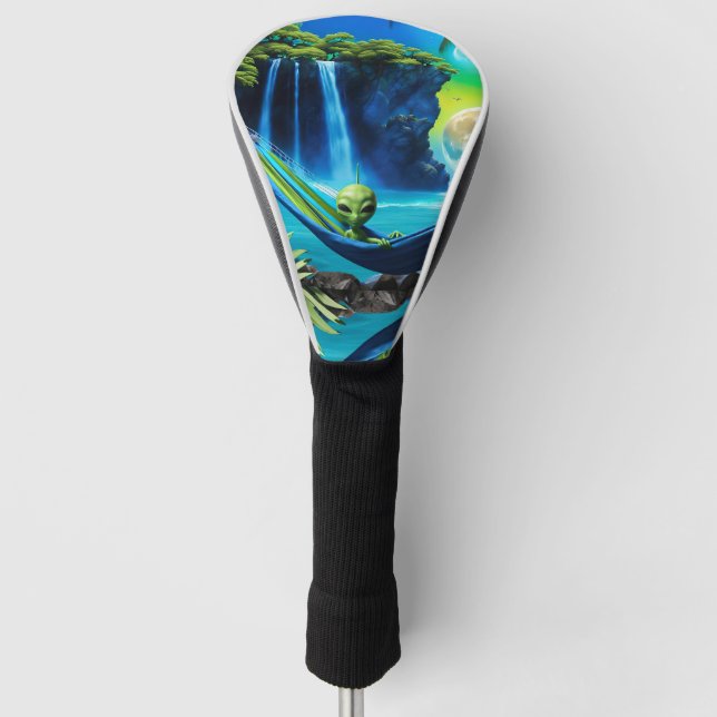 Alien Hammock on Beach Vacation Golf Head Cover (Front)
