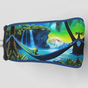 Alien Hammock on Beach Vacation Golf Head Cover