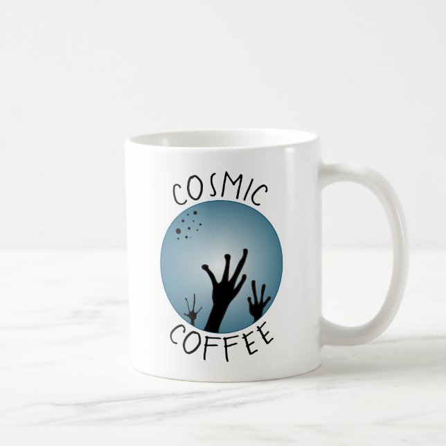Alien Hands Sci Fi Black Blue ET Art Cosmic Coffee Mug (Right)