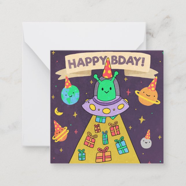 Alien Happy Birthday Card (Front)