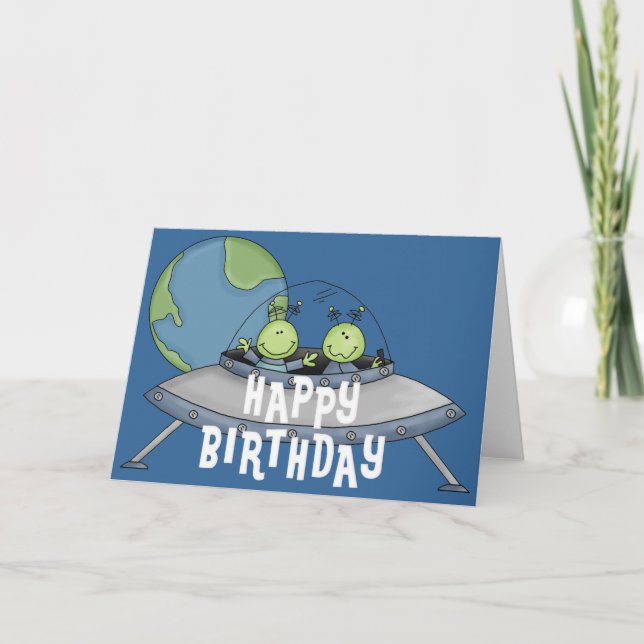 Alien Happy Birthday Children's Greeting Card 5 (Front)
