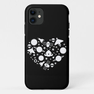 alien happy valentines day heart white iPhone 11 case