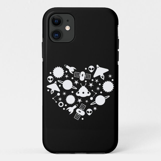 alien happy valentines day heart white Case-Mate iPhone case (Back)