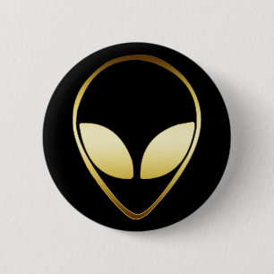 ALIEN HEAD 6 CM ROUND BADGE