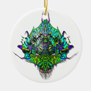 Alien Head - Aqua Ceramic Ornament