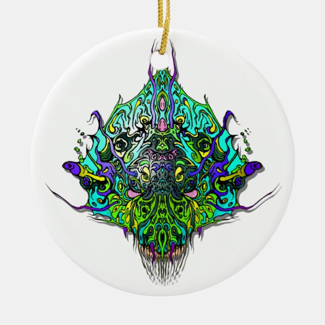 Alien Head - Aqua Ceramic Ornament (Front)