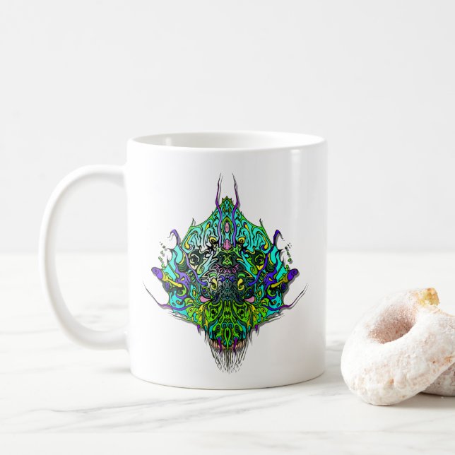 Alien Head - Aqua Coffee Mug (With Donut)