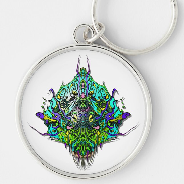 Alien Head - Aqua Key Ring (Front)