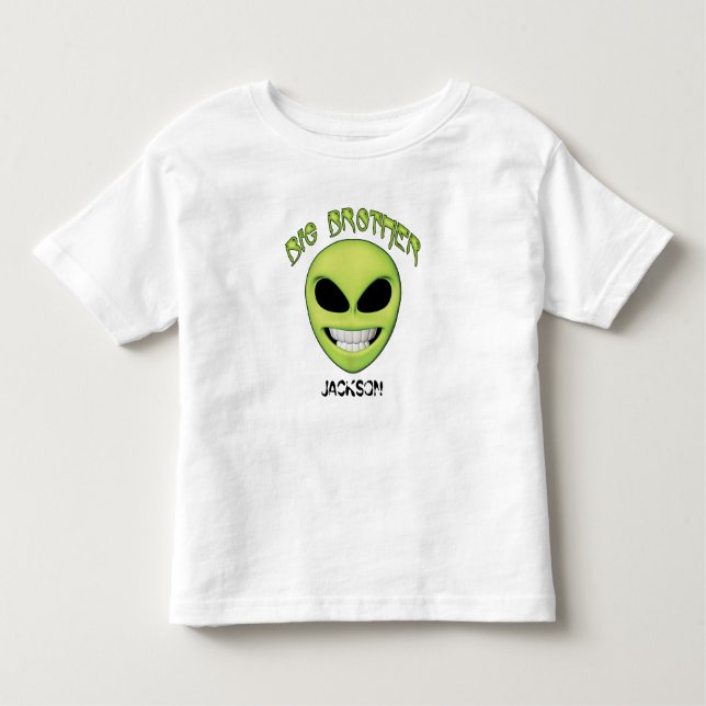 Alien Head Big Brother Personalised Toddler T-Shirt (Front)