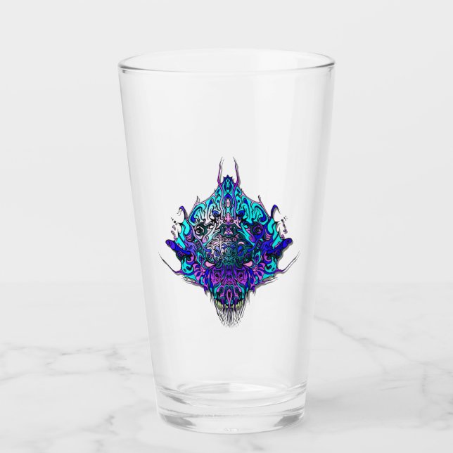 Alien Head - blue and purple Glass (Front)