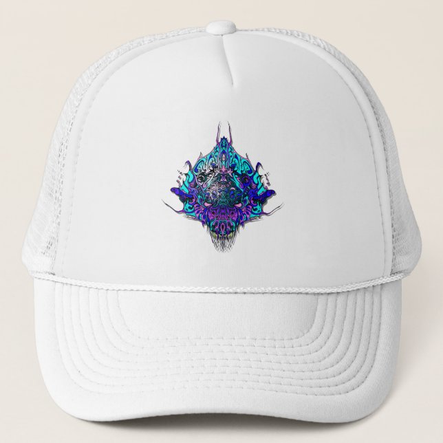 Alien Head - blue and purple Trucker Hat (Front)