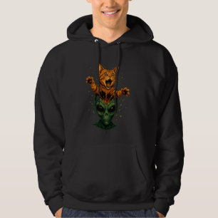 Alien Head Cat Explosion Funny Sci-Fi Kitty Weird Hoodie