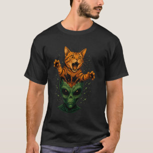 Alien Head Cat Explosion Funny Sci-Fi Kitty Weird T-Shirt