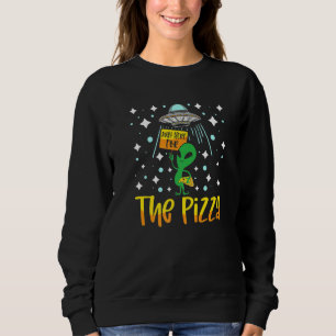Alien Head Eating Pizza UFO Extraterrestrial Ficti Sweatshirt