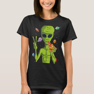 Alien Head Eating Pizza  Ufo Extraterrestrial Men T-Shirt