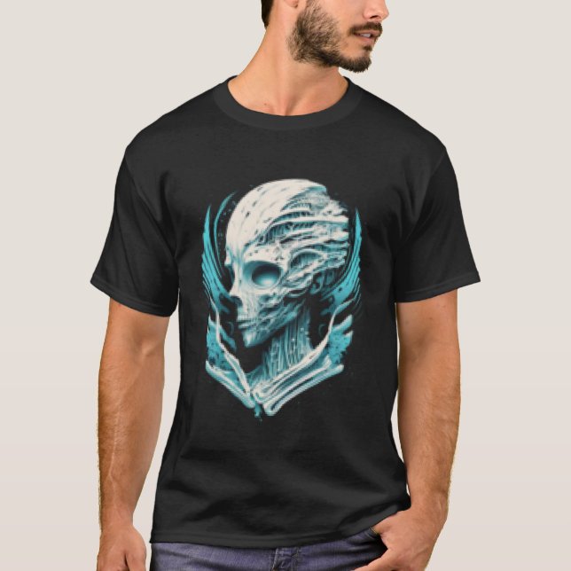 Alien Head Extraterrestrial UFO Glitch Alien Face T-Shirt (Front)